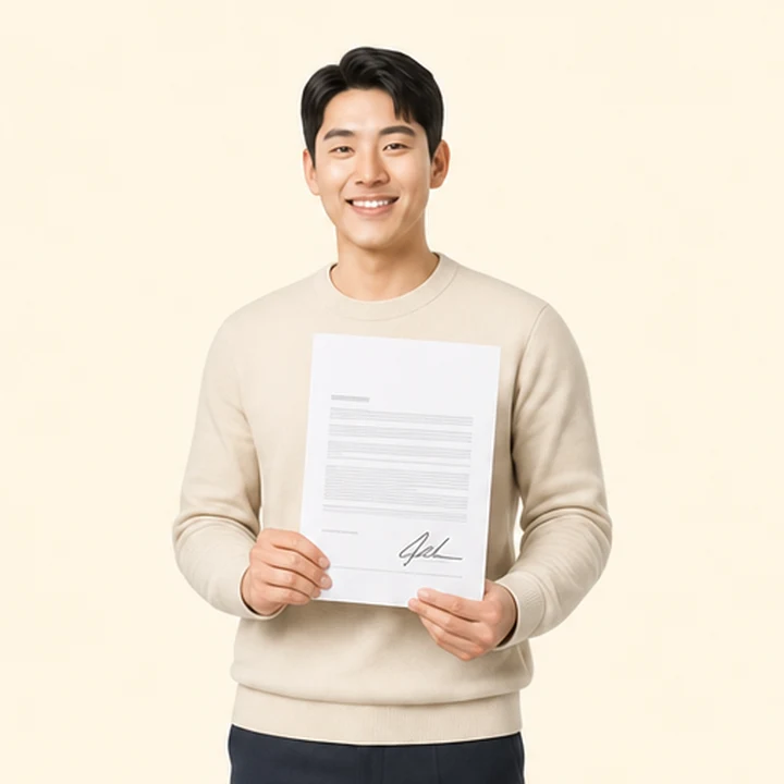 개인회생 장기렌트카 서면 견적서를 들고 있는 고객